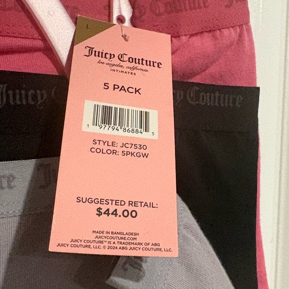 NWT- Juicy Couture woman’s boy shorts panties, 5 pair - Picture 4 of 6